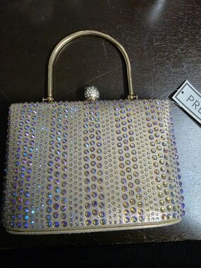 Prezzo Rhinestone Embellished Evening Top-Handle Bag - Includes Chain